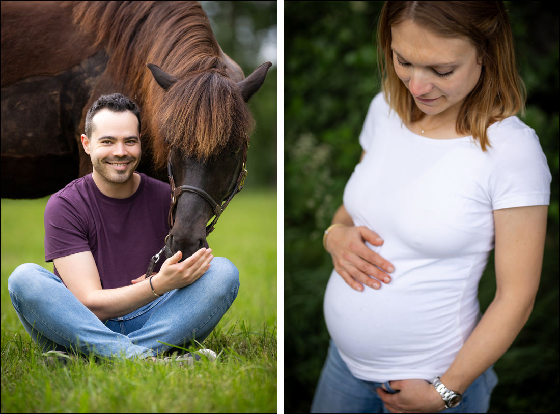 Babybauch mit Pony im Schwarzwald