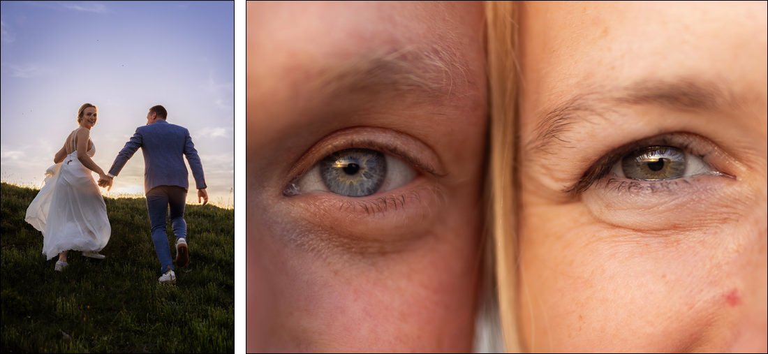 Detail lächelnde Augen vom Brautpaar